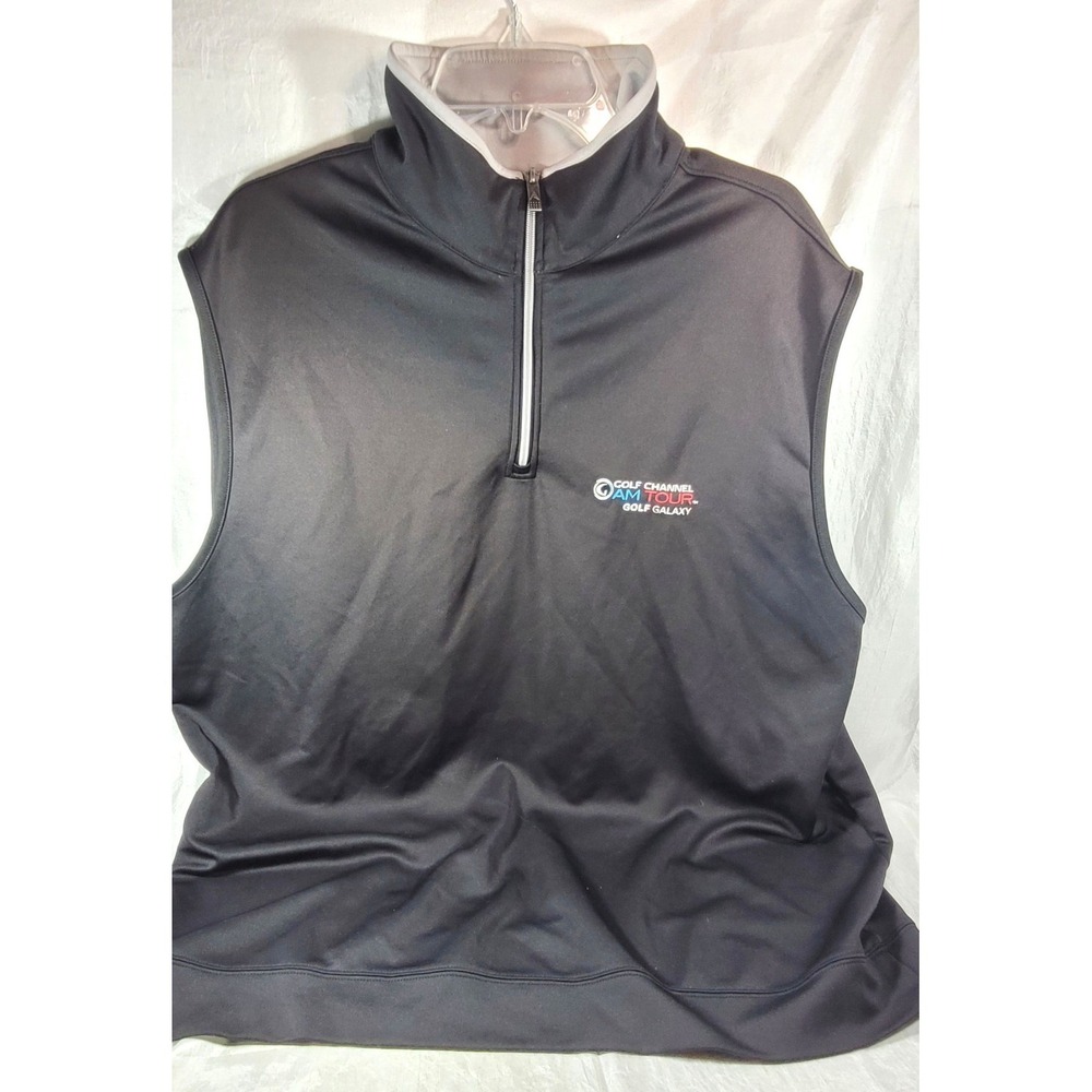Antigua Men's Half Zip Vest 'Golf Channel AM Tour Golf Galaxy' - Black - XXL